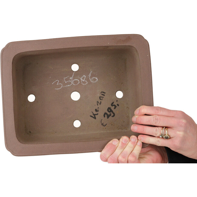 Maceta rectangular sin esmaltar para bonsái de Keizan - 285 x 220 x 100 mm