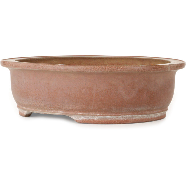 Oval unglazed bonsai pot by Suishoen Hekisui - 402 x 347 x 115 mm
