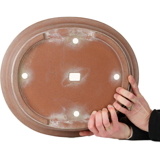 Maceta ovalada sin esmaltar para bonsái de Suishoen Hekisui - 402 x 347 x 115 mm