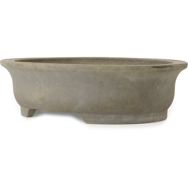Oval unglazed bonsai pot by Kisen Ikkoudou - 423 x 335 x 110 mm
