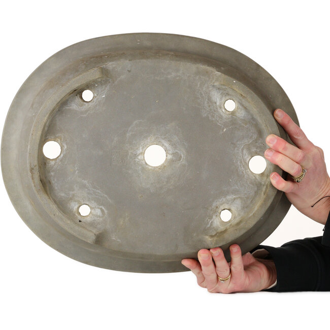 Ovale ongeglazuurde bonsaipot van Kisen Ikkoudou - 423 x 335 x 110 mm