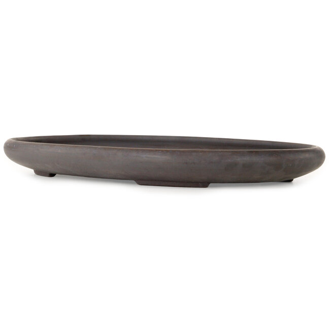 Oval unglazed bonsai pot by Keizan - 472 x 322 x 45 mm
