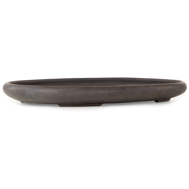 Oval unglazed bonsai pot by Keizan - 472 x 322 x 45 mm