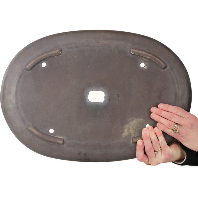 Ovale, ongeglazuurde bonsaipot van Keizan - 472 x 322 x 45 mm