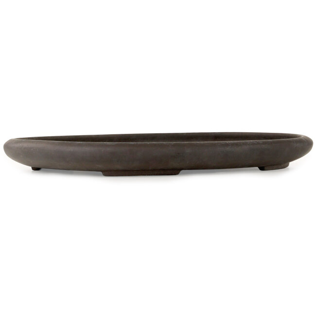 Oval unglazed bonsai pot by Keizan - 568 x 397 x 50 mm