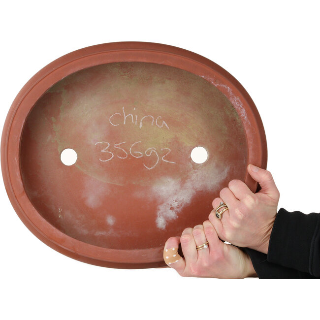 Ovale, ongeglazuurde bonsaipot - 395 x 345 x 95 mm
