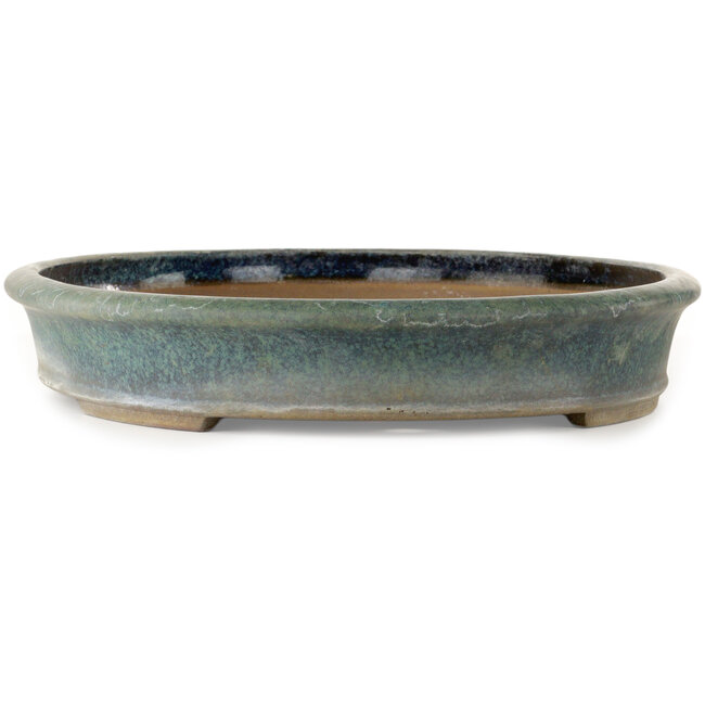 Ovale, turquoise bonsaipot van Suishoen Hekisui - 635 x 450 x 83 mm