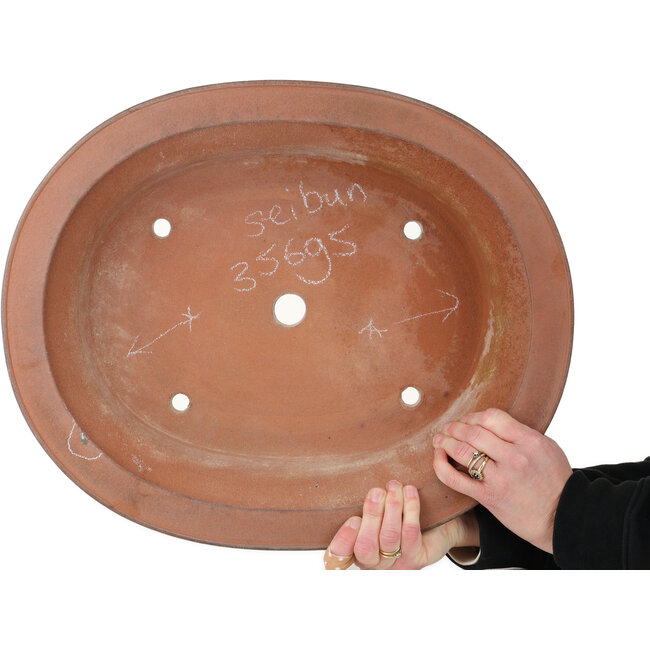 Maceta ovalada sin esmaltar para bonsái de Seibun - 475 x 390 x 113 mm