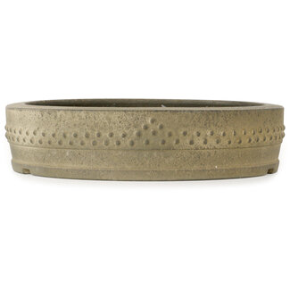 Koyou Maceta para bonsái redonda sin esmaltar de 348 mm de Aiba Koyou, Tokoname, Japón