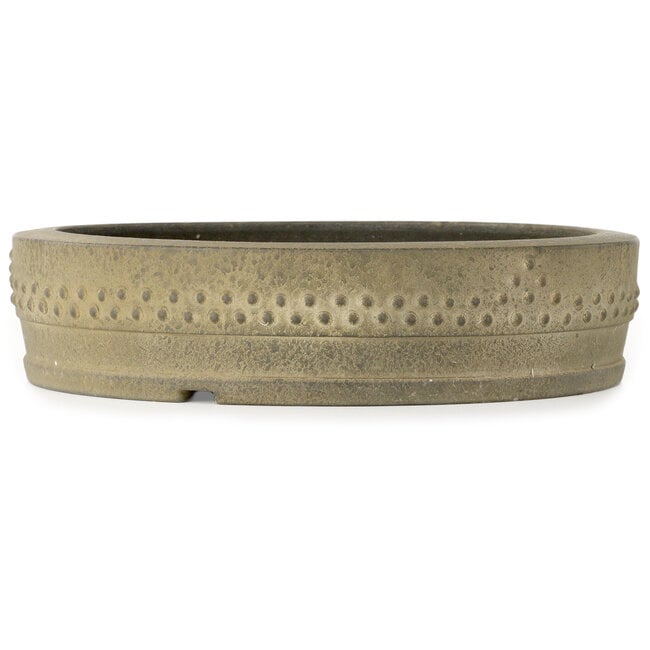 Ronde, ongeglazuurde bonsaipot van Aiba Koyou - 348 x 348 x 80 mm
