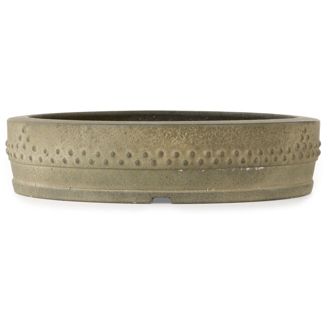 Round unglazed bonsai pot by Aiba Koyou - 348 x 348 x 80 mm