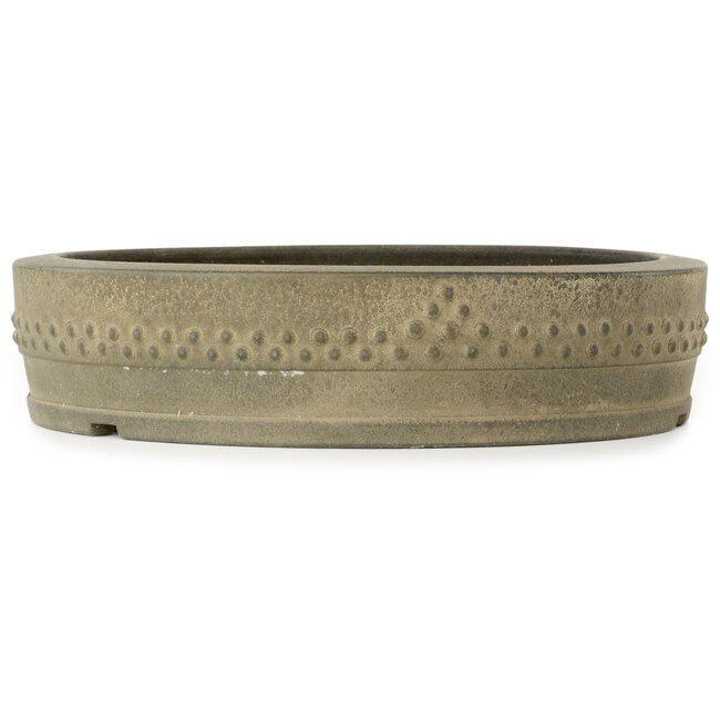 Ronde, ongeglazuurde bonsaipot van Aiba Koyou - 348 x 348 x 80 mm