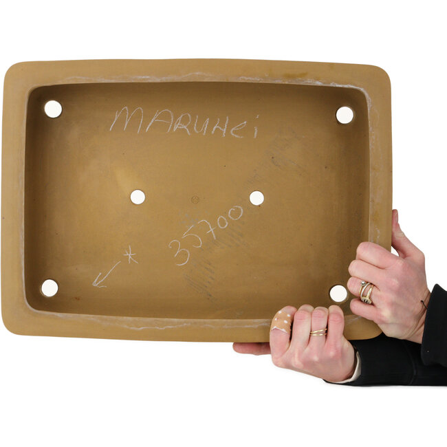 Rechthoekige, ongeglazuurde bonsaipot van Maruhei - 430 x 312 x 92 mm