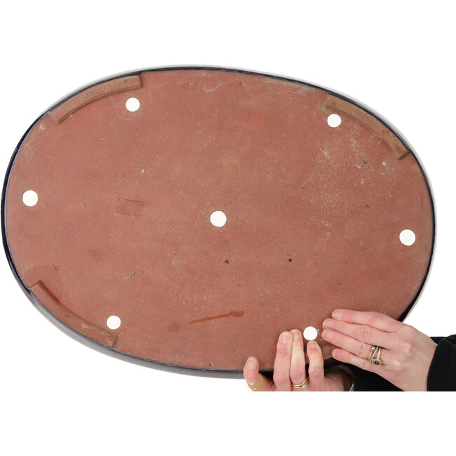 Ovale donkerblauwe bonsaipot van Seizan (Reihou, Kataoka Katsushi, meester Seizan oven) - 523 x 373 x 60 mm