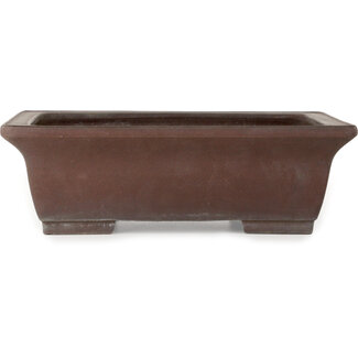 Yamaaki Maceta para bonsái rectangular sin esmaltar de 378 mm de Yamaaki Toshio (tercera generación), Tokoname, Japón