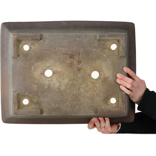 Rectangular unglazed bonsai pot by Reihou, first generation - 483 x 368 x 125 mm