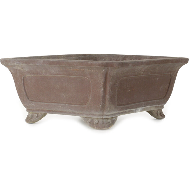 Square unglazed bonsai pot - 385 x 385 x 153 mm