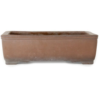 Gyouzan - Yukizyou Nakano & Yuuji Nakano Vaso bonsai rettangolare non smaltato da 430 mm di Gyouzan, Tokoname, Giappone