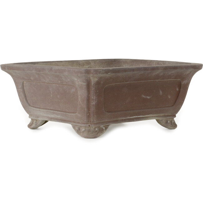 Square unglazed bonsai pot - 385 x 385 x 153 mm