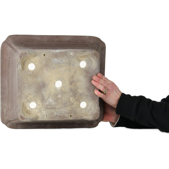 Square unglazed bonsai pot - 385 x 385 x 153 mm