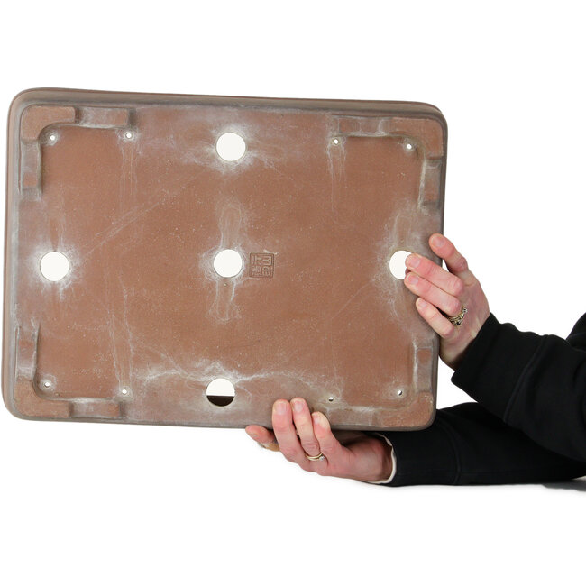 Rectangular unglazed bonsai pot by Gyouzan - 430 x 320 x 133 mm