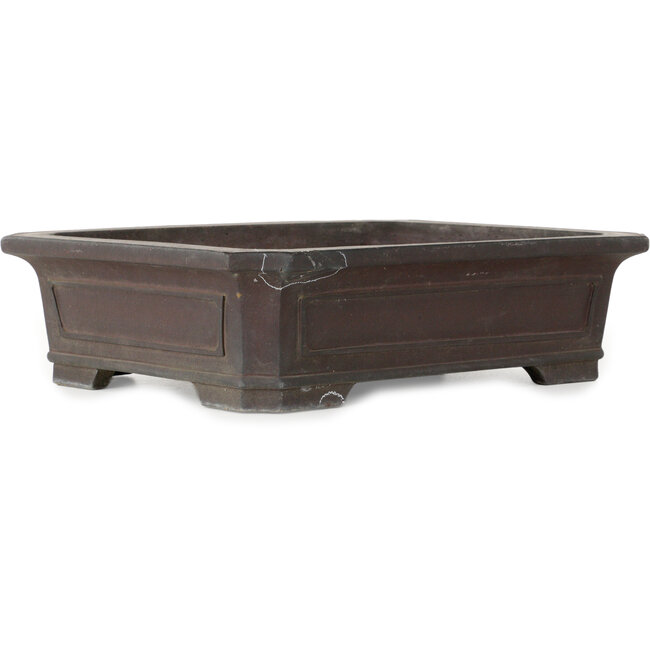 Rectangular unglazed bonsai pot by Yamaaki Toshio (third generation) - 370 x 290 x 95 mm