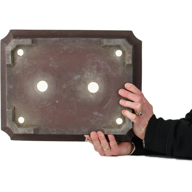 Pot à bonsaï rectangulaire non émaillé de Yamaaki Toshio (troisième génération) - 370 x 290 x 95 mm