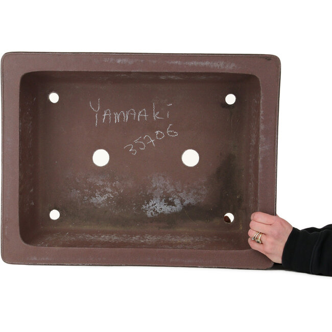 Maceta rectangular sin esmaltar para bonsái de Yamaaki Toshio (tercera generación) - 540 x 417 x 140 mm
