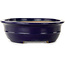 Maceta ovalada para bonsái azul oscuro de Seizan (Reihou, Kataoka Katsushi, maestro del horno Seizan) - 385 x 292 x 95 mm