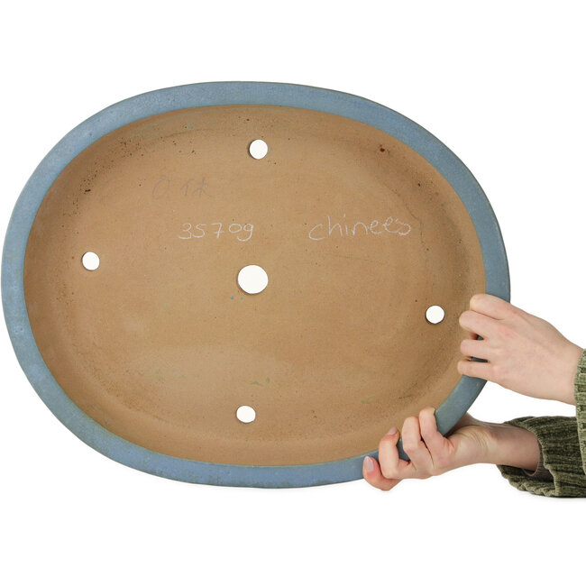 Pot ovale bleu pour bonsaï - 510 x 410 x 85 mm