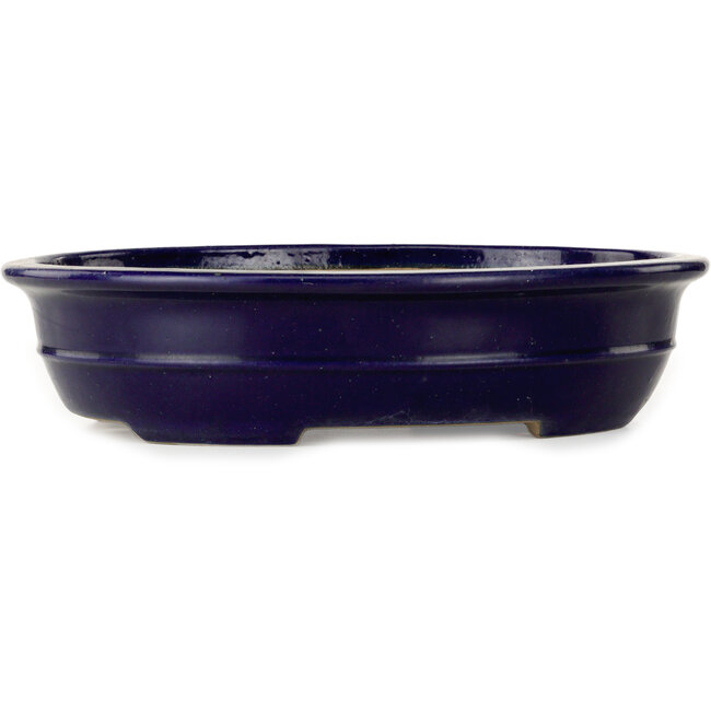 Pot à bonsaï ovale bleu foncé par Seizan (Reihou, Kataoka Katsushi, maître four Seizan) - 385 x 292 x 95 mm
