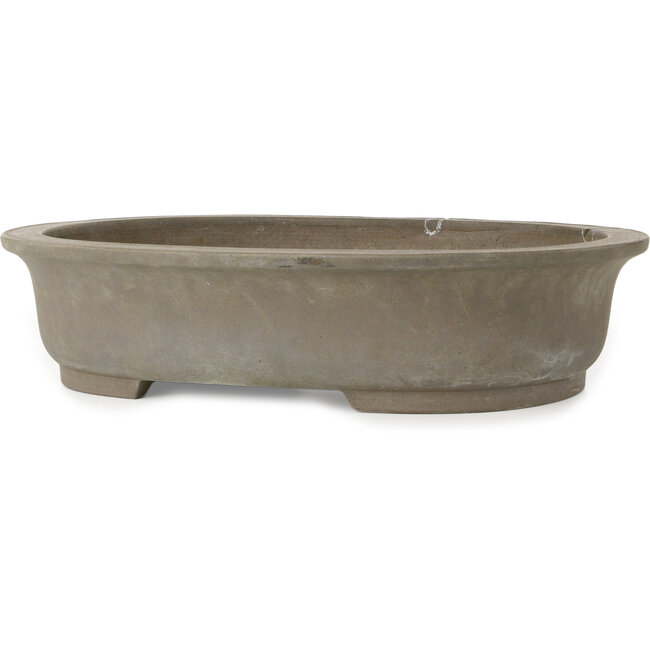 Oval unglazed bonsai pot by Keizan - 430 x 345 x 100 mm