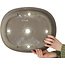 Ovale, ongeglazuurde bonsaipot van Keizan - 430 x 345 x 100 mm