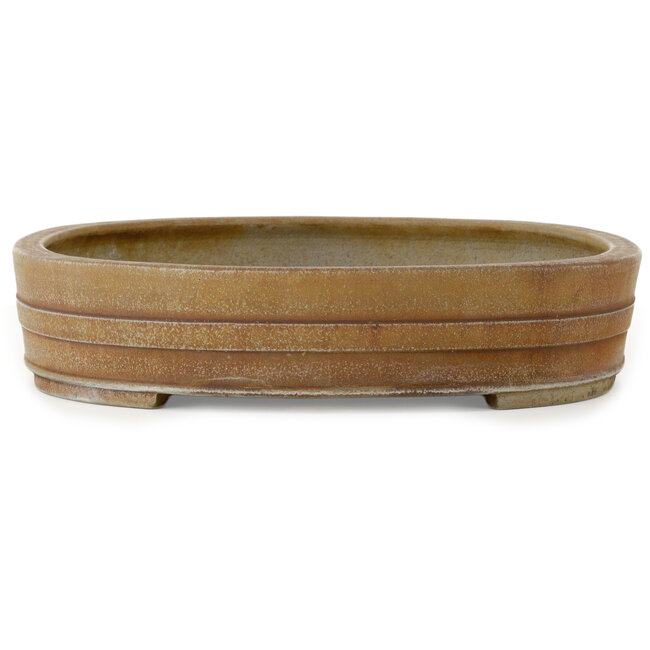 Ovale, ongeglazuurde bonsaipot van Keizan - 513 x 397 x 80 mm