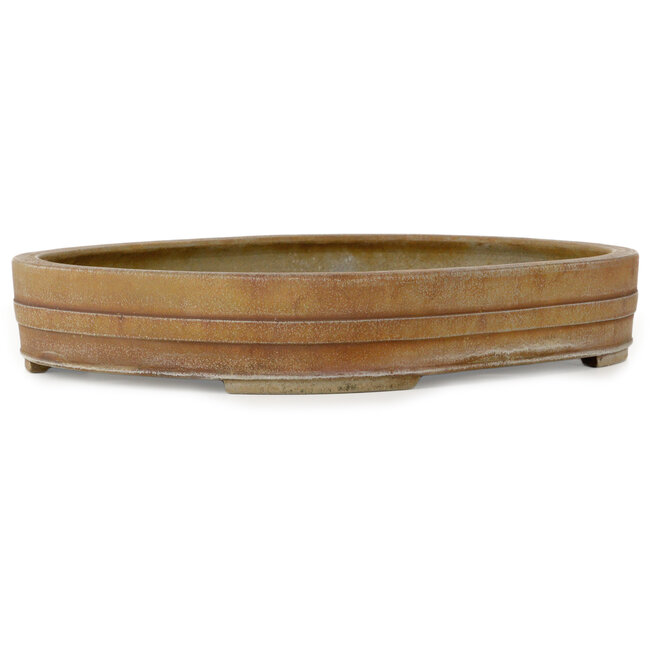 Ovale, ongeglazuurde bonsaipot van Keizan - 513 x 397 x 80 mm