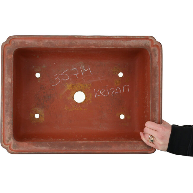 Maceta rectangular sin esmaltar para bonsái de Keizan - 470 x 342 x 185 mm