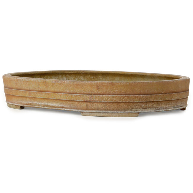 Oval unglazed bonsai pot by Keizan - 513 x 397 x 80 mm
