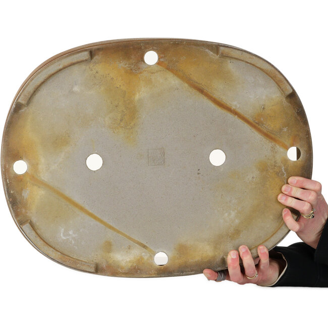 Oval unglazed bonsai pot by Keizan - 513 x 397 x 80 mm