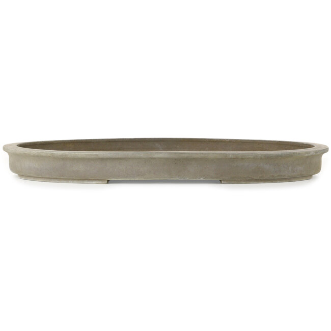 Oval unglazed bonsai pot by Gyouzan - 612 x 480 x 55 mm