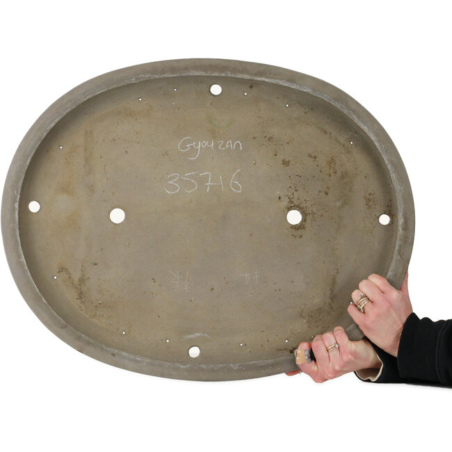 Maceta ovalada sin esmaltar para bonsái de Gyouzan - 612 x 480 x 55 mm