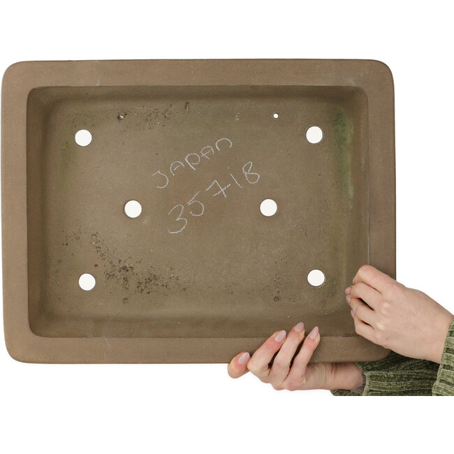 Rectangular unglazed bonsai pot - 447 x 347 x 90 mm