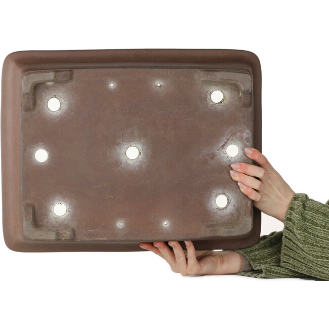 Maceta rectangular sin esmaltar para bonsái de Yuuji (Gyouzan) - 475 x 370 x 130 mm