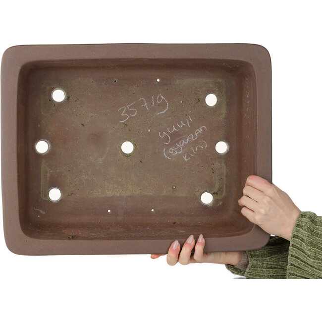 Pot à bonsaï rectangulaire non émaillé de Yuuji (Gyouzan) - 475 x 370 x 130 mm