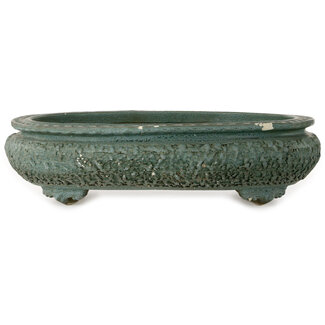 Pot ovale bleu sarcelle de 580 mm en provenance du Japon