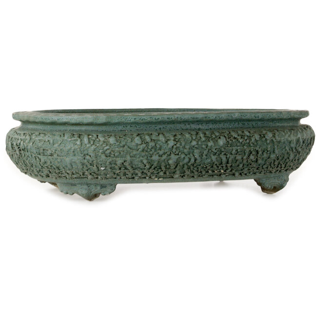 Oval teal bonsai pot - 580 x 455 x 143 mm
