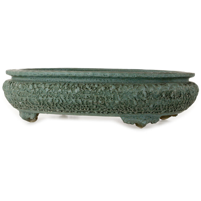 Oval teal bonsai pot - 580 x 455 x 143 mm
