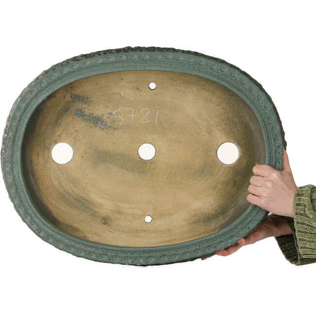 Vaso bonsai ovale verde acqua - 580 x 455 x 143 mm