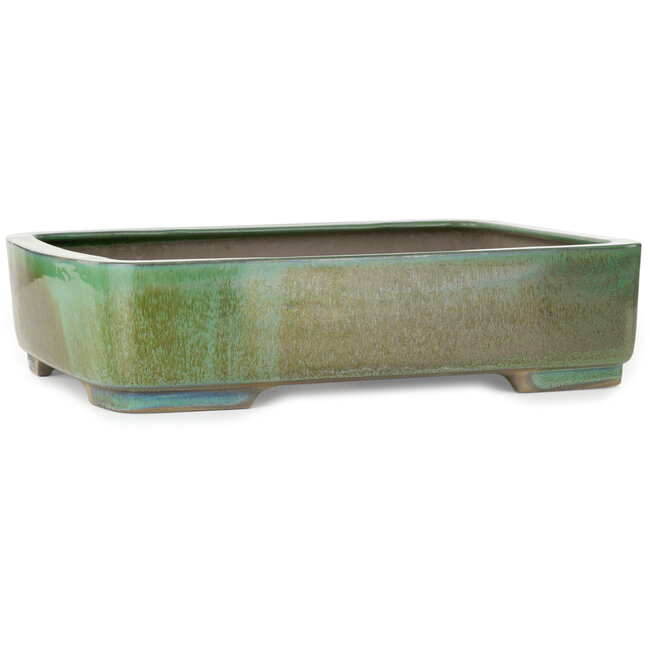 Vaso bonsai rettangolare verde di Houtoku - 412 x 303 x 97 mm