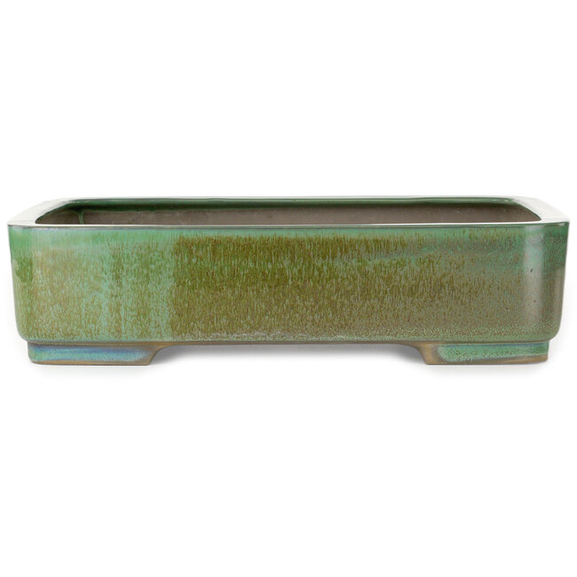 Maceta rectangular verde para bonsái de Houtoku - 412 x 303 x 97 mm