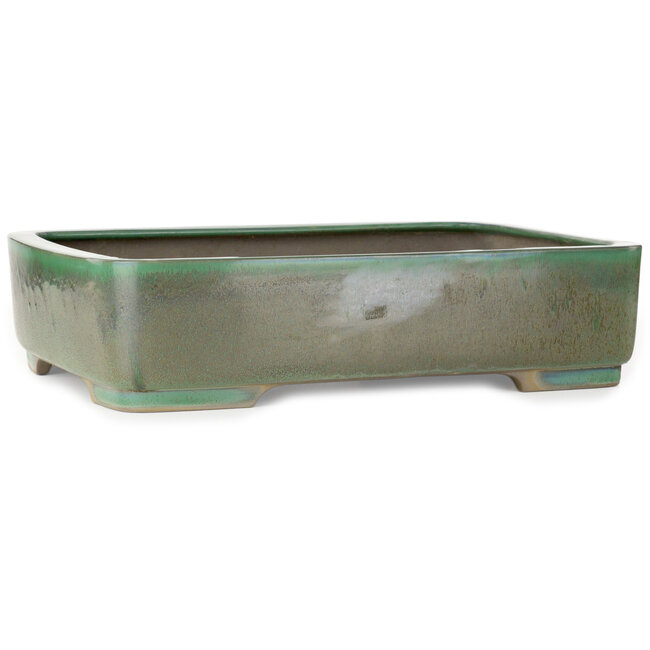 Vaso bonsai rettangolare verde di Houtoku - 412 x 303 x 97 mm